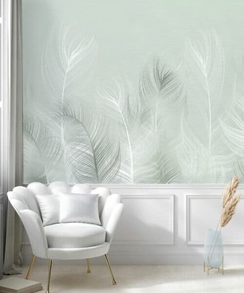 Mural Whisper Vines - Whisper Vines brings serene botanical elegance to your space with delicately rendered feathers and