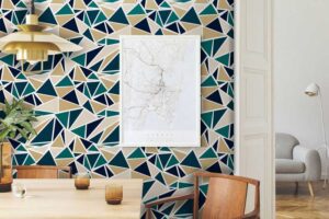 Phantasmagorian Fragments - Transform your space with this striking geometric wallpaper featuring dynamic triangular