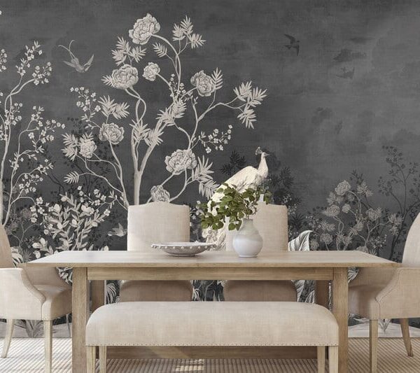 Mural Midnight Oriental - Mural Midnight Oriental brings timeless elegance to any space with its stunning hand-drawn