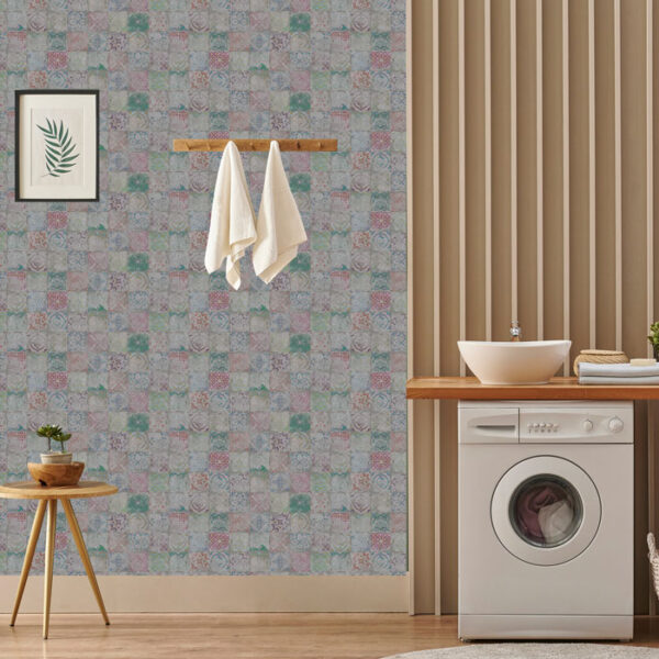 Vintage Solaa Tile - Canadian-made peel and stick wallpaper for bathroom and bedroom walls