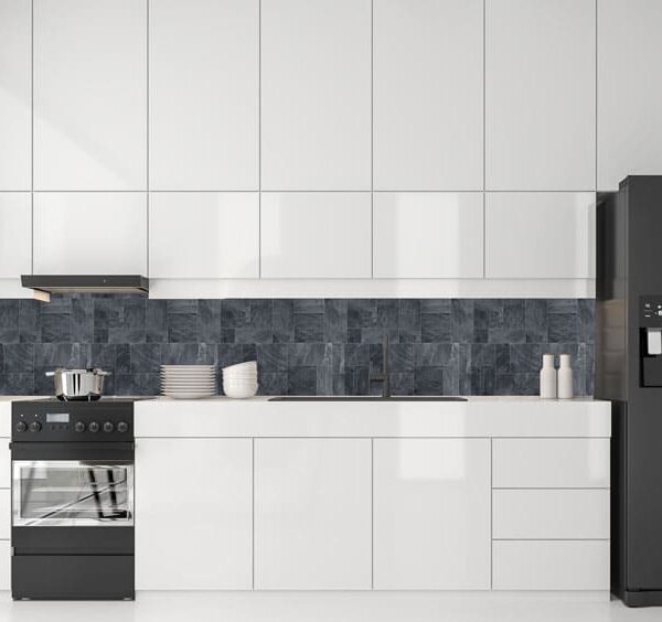 Adurated Stone Tile - Canadian-made peel and stick wallpaper for bathroom and kitchen walls