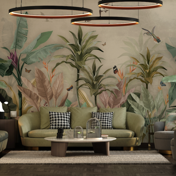Mural Hathiem Tropical - Transform your space into a serene tropical sanctuary with this stunning forest mural featuring