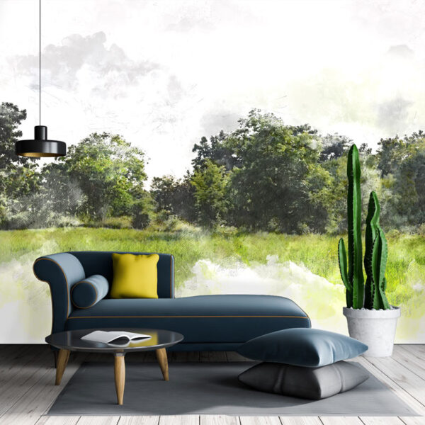 Mural Cabral Forest - Immerse yourself in a serene forest landscape with this stunning mural that brings lush greenery and