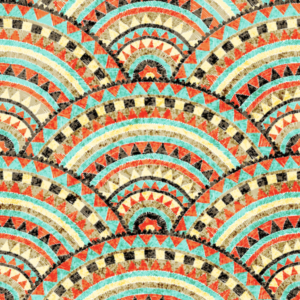 Seigaiha Summer Wallpaper - This vibrant Seigaiha Summer wallpaper showcases a mesmerizing fan-pattern design with