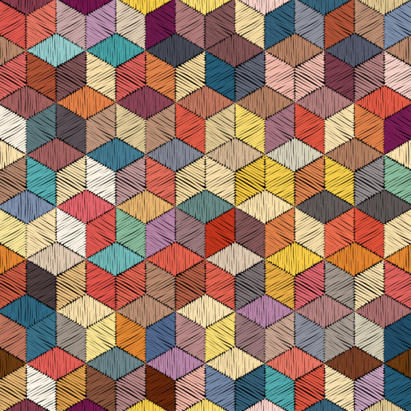 Kune Weave Wallpaper - This vibrant Kune Weave wallpaper features a mesmerizing 3D isometric cube pattern with hand-drawn