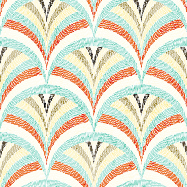 Intle Light Weave Wallpaper - This stunning Art Deco-inspired wallpaper features bold, radiating fan patterns in vibrant
