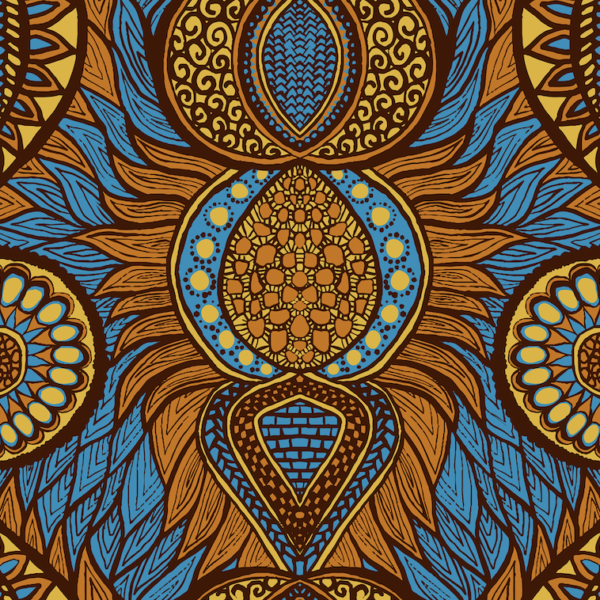 Logos Wallpaper - This stunning African-inspired geometric wallpaper features intricate mandala and circular motifs in rich