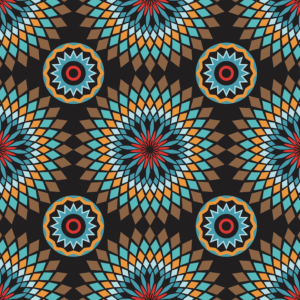 Mombela Wallpaper - Mombela Wallpaper features a striking geometric mandala design with vibrant turquoise, orange, and red