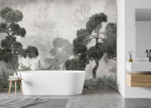 Mural Sebastian Forest - Mural Sebastian Forest brings a serene woodland landscape indoors with intricately detailed bonsai