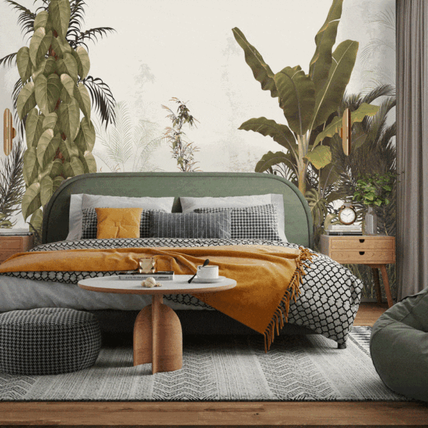 Mural Vespucci Forest - Immerse yourself in a lush tropical paradise with this stunning forest mural featuring layered