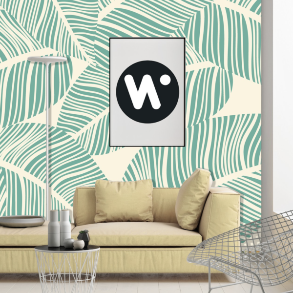 Mural Art Deco Whipped Leaves - Bring serene botanical elegance into your space with this Art Deco-inspired mural featuring