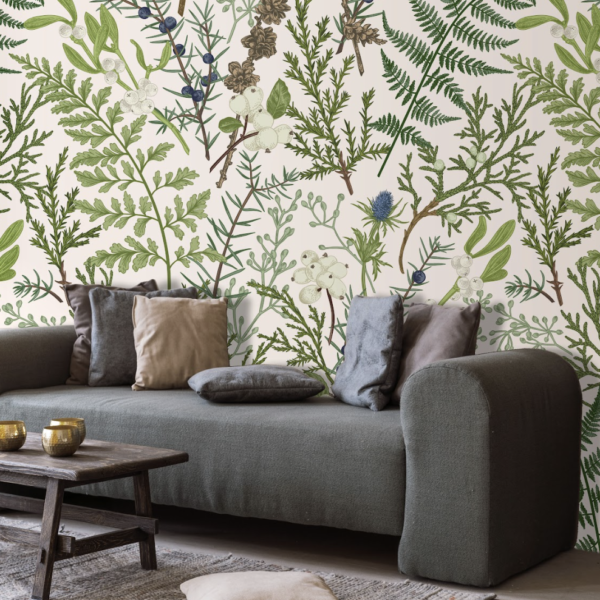 Mural Botany Morning - Mural Botany Morning brings a serene forest garden into your home with meticulously illustrated