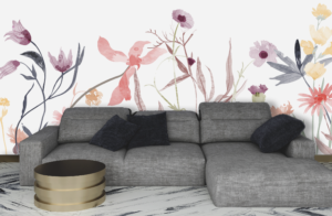 Mural Hand Painted Wild Flowers - This hand-painted wildflower mural brings serene botanical beauty to any space with