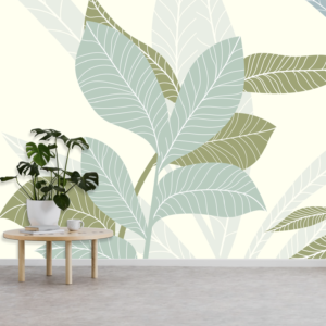 Mural Mint & Sage Pressings - This stunning mural features oversized botanical leaf pressings in soft mint and sage