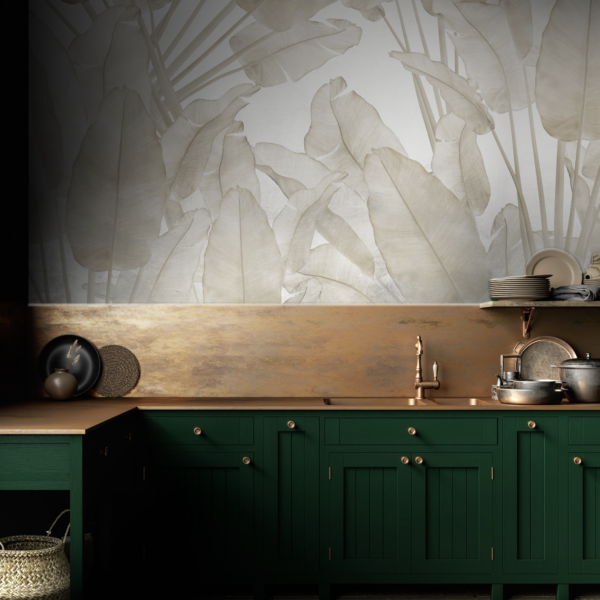 Mural Virtuous Leaves - Mural Virtuous Leaves brings serene botanical elegance to any space with its soft,