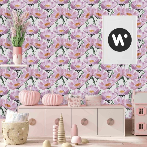 Daisy Gouache Wallpaper - This enchanting daisy wallpaper brings a soft, watercolor garden directly into your home with