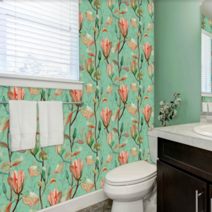 Magnolia Dawn Wallpaper - Magnolia Dawn features delicate flowering branches with coral-pink blossoms gracefully dispersed