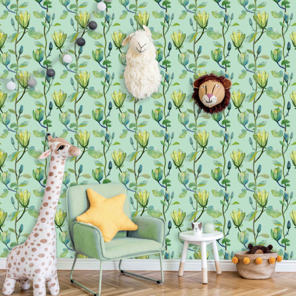 Magnolia Mint Wallpaper - This charming Magnolia Mint wallpaper brings a fresh, nature-inspired aesthetic to any space with