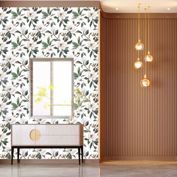 Magnolia Summer Wallpaper - Magnolia Summer Wallpaper brings serene botanical elegance to your space with delicate white