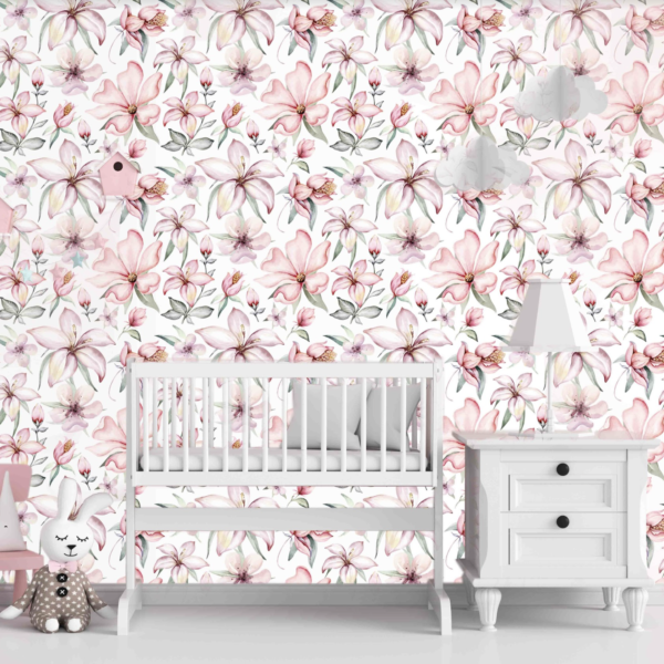 Pink Frangipani Wallpaper - Delicate watercolor frangipani flowers dance across a pristine white background, creating a