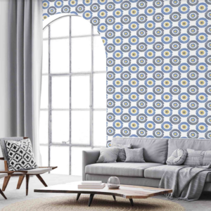 Blue Sky Gouache Circles Wallpaper - This Blue Sky Gouache Circles wallpaper features a mesmerizing repeating pattern of