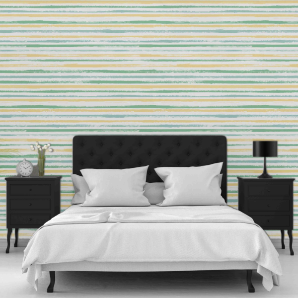 Boho Dandelion Stripes Wallpaper - This charming boho stripe wallpaper features hand-painted horizontal lines in soothing