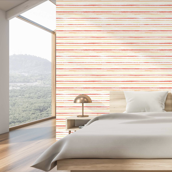 Orange County Gouache Stripes Wallpaper - Transform your space with vibrant hand-painted horizontal stripes that bring