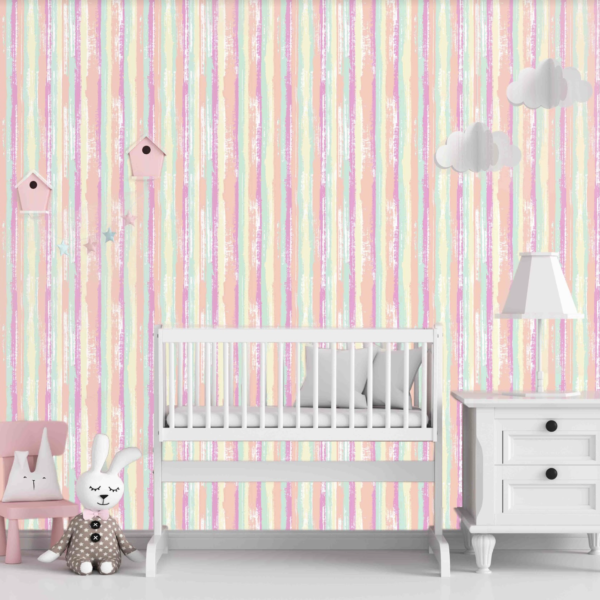 Pastel Gouache Stripes Wallpaper - Soft pastel gouache stripes create a dreamy, whimsical backdrop perfect for nurturing
