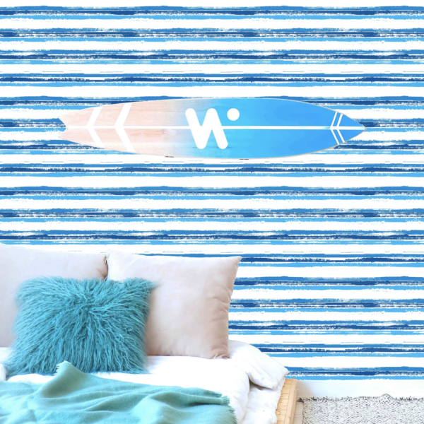Sea & Sky Gouache Stripes Wallpaper - Dive into coastal serenity with this striking gouache striped wallpaper featuring a
