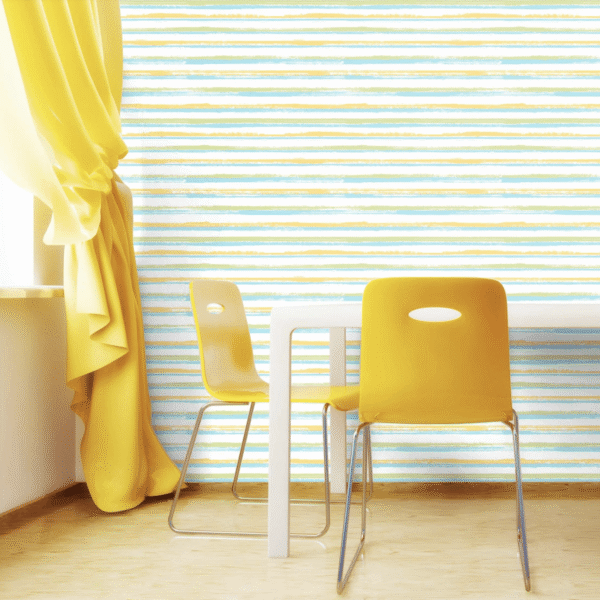 Sunny Picnic Gouache Stripes Wallpaper - Brighten your space with this cheerful gouache-inspired striped wallpaper featuring