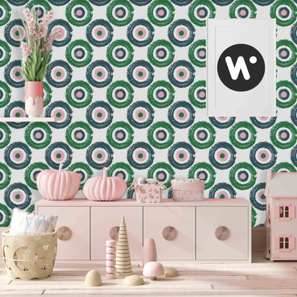 Waterlily Gouache Circles Wallpaper - This enchanting Waterlily Gouache Circles wallpaper features organic concentric