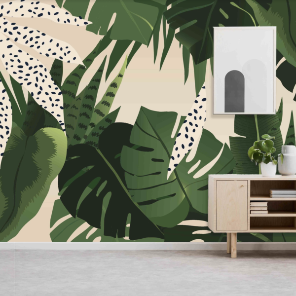 Mural Boho Summer Jungle - This stunning Boho Summer Jungle mural brings the lushness of a tropical forest directly into