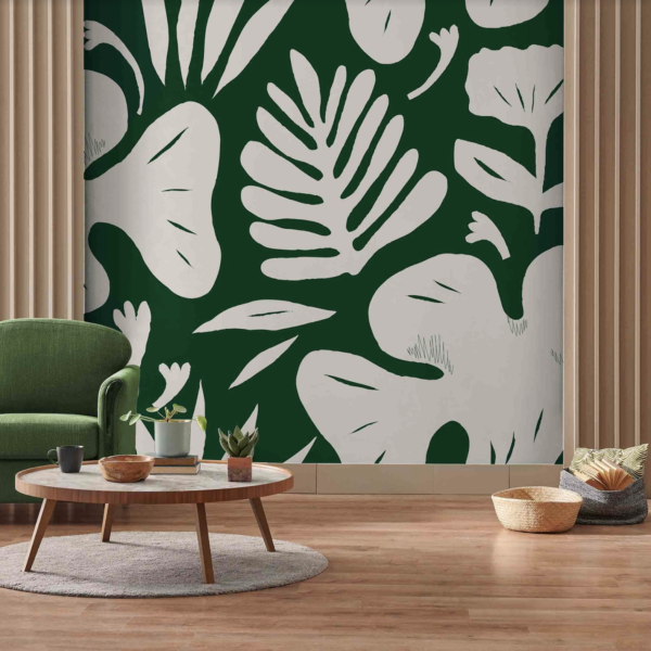 Mural Forest in Flight - This stunning mural brings the serenity of nature indoors with beautifully illustrated botanical