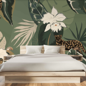 Mural Lily & Padfoot - Mural Lily & Padfoot brings a lush forest sanctuary directly into your space with striking white