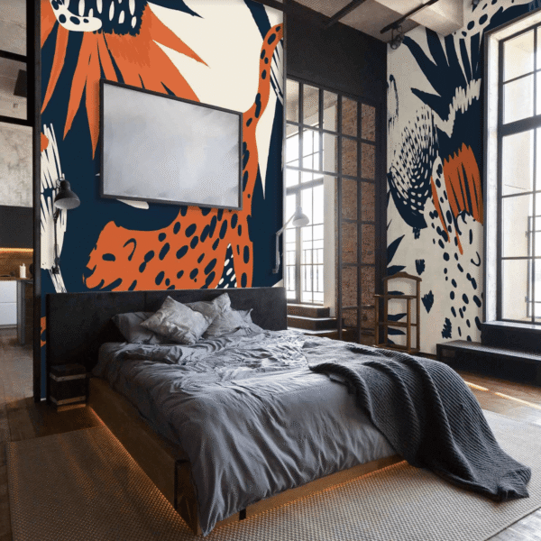 Mural Protea Pounce in Summer - Mural Protea Pounce in Summer showcases a striking artistic composition featuring stylized