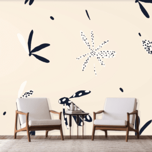 Mural That's A Daisy Ink - This stunning mural features an artistic botanical composition with hand-drawn daisies and