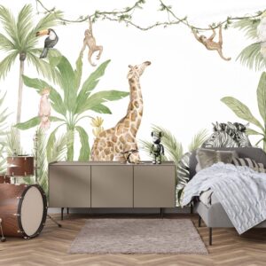Mural Jungle Jamboree - Mural Jungle Jamboree transports you to a vibrant safari with hand-painted style illustrations of