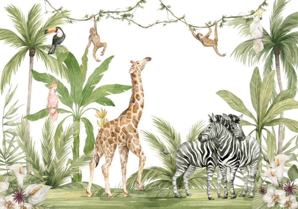 Jungle Jamboree Mural 525661078 scaled | Peel & Stick Wallpaper Online | Proudly Made in Canada