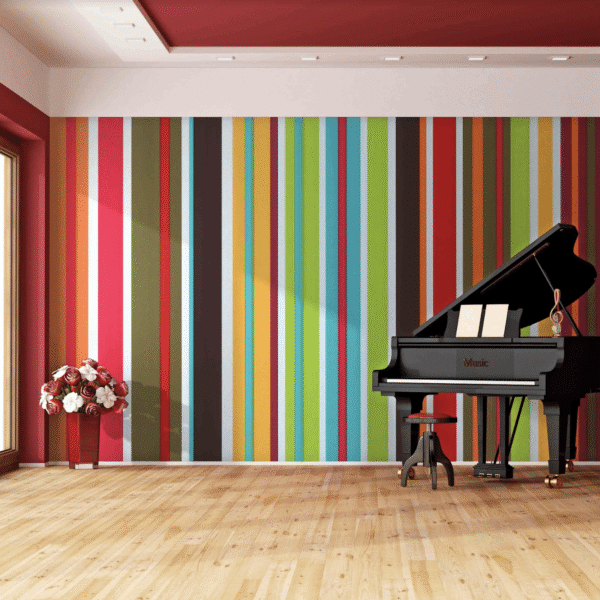 Mural Slim Spectrum - Mural Slim Spectrum is a vibrant vertical striped design featuring a bold rainbow palette of colors