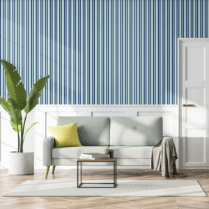 Blue Mirage Stripes Wallpaper - Crisp vertical pinstripes in navy and light blue create a timeless, sophisticated look that