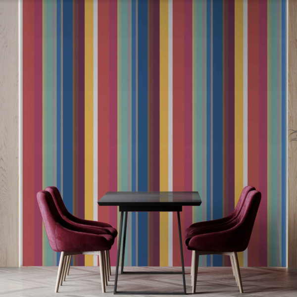 Imperial Stripes Wallpaper - Imperial Stripes Wallpaper brings vibrant, vertical color blocking to any space with its bold