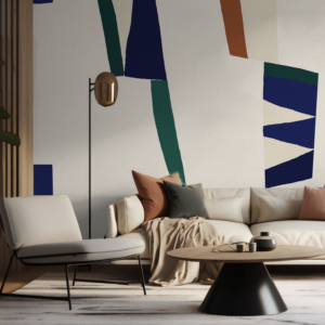 Mural Rustic Geometric Groove - Transform your space with this striking abstract mural that combines dynamic geometric