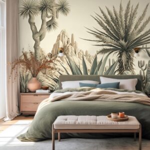 Mural Desert Cactus Symphony - Desert Cactus Symphony is a stunning botanical mural that brings the tranquility of an arid