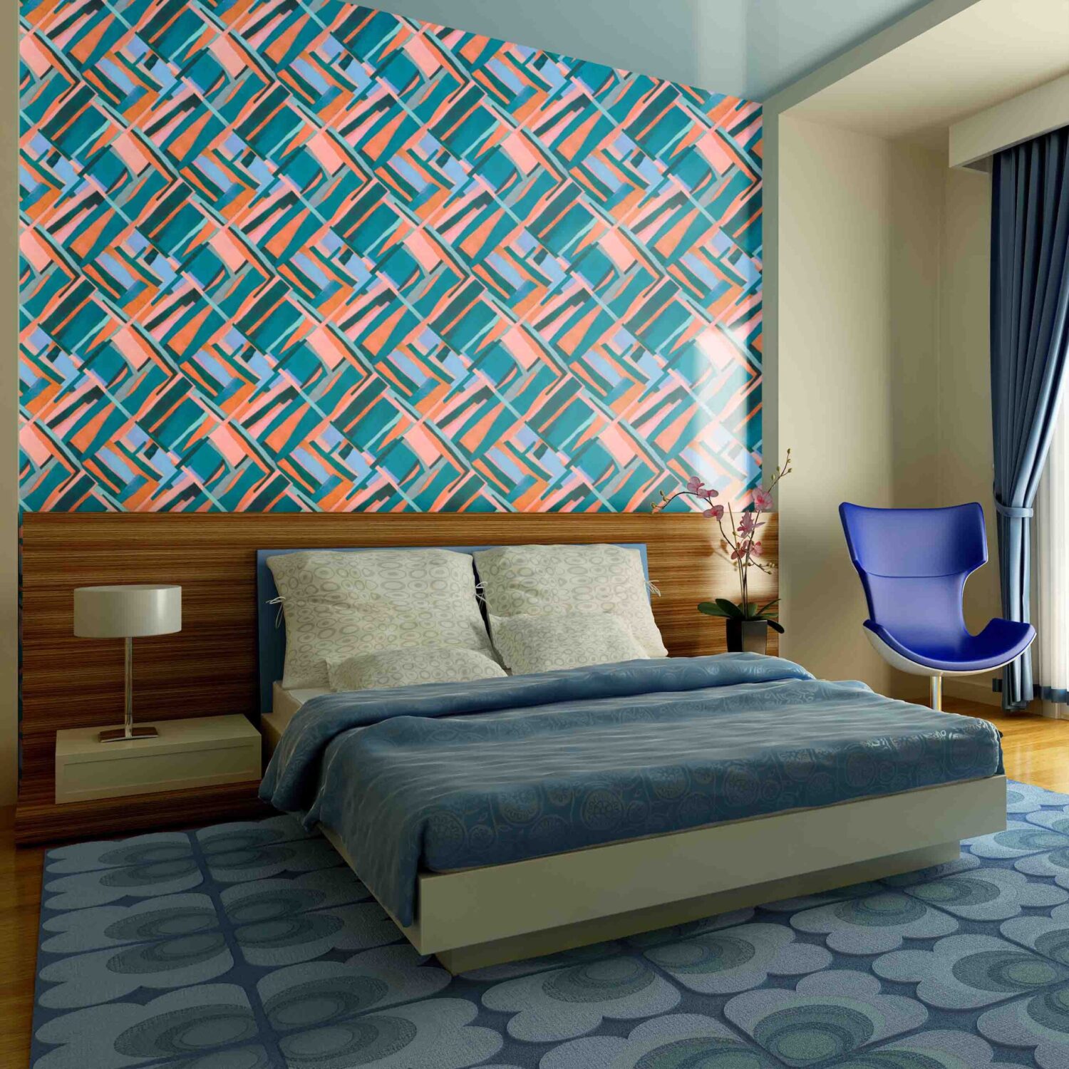 Tranquil Teal Oasis Wallpaper