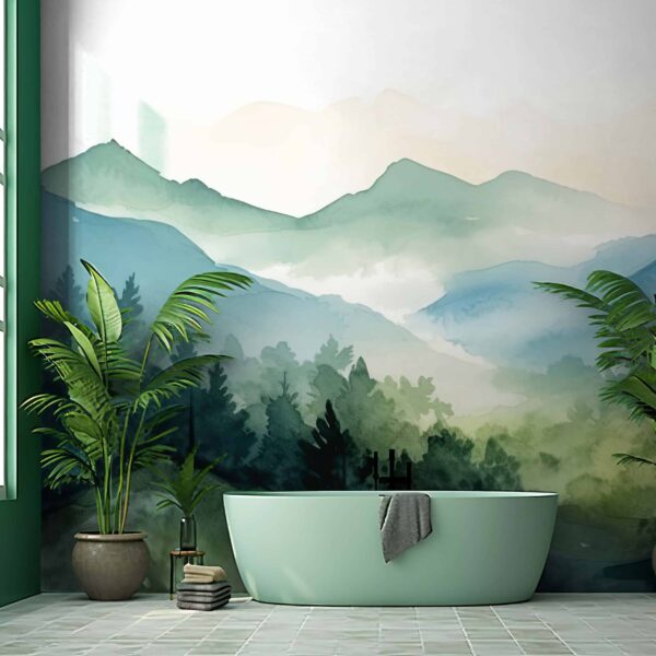 Mural Emerald Misty Peaks