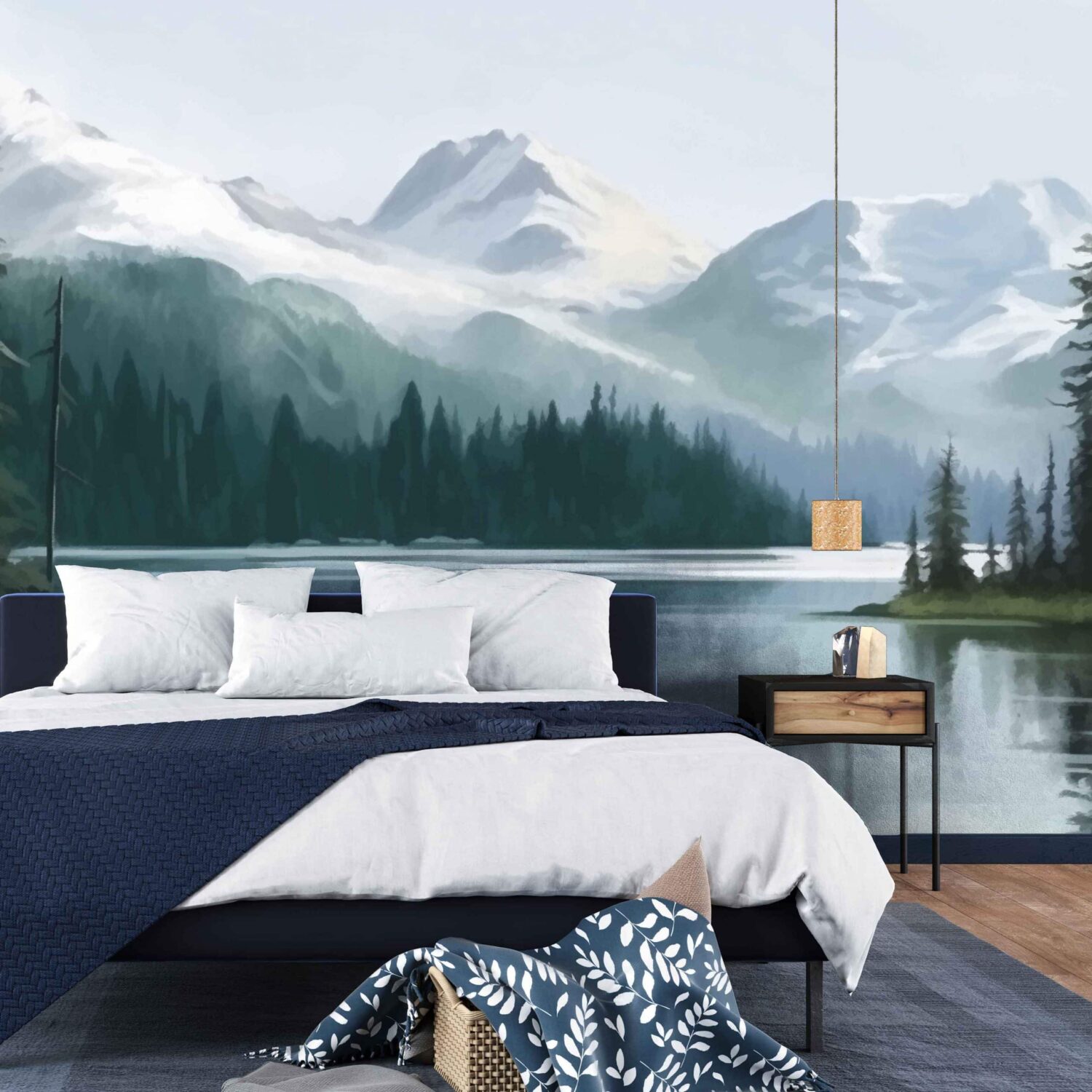 Mural Tranquil Forest Cascade