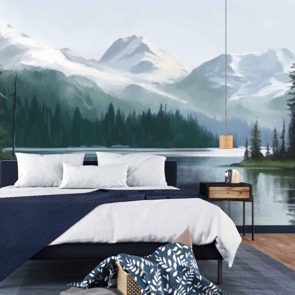 Mural Tranquil Forest Cascade