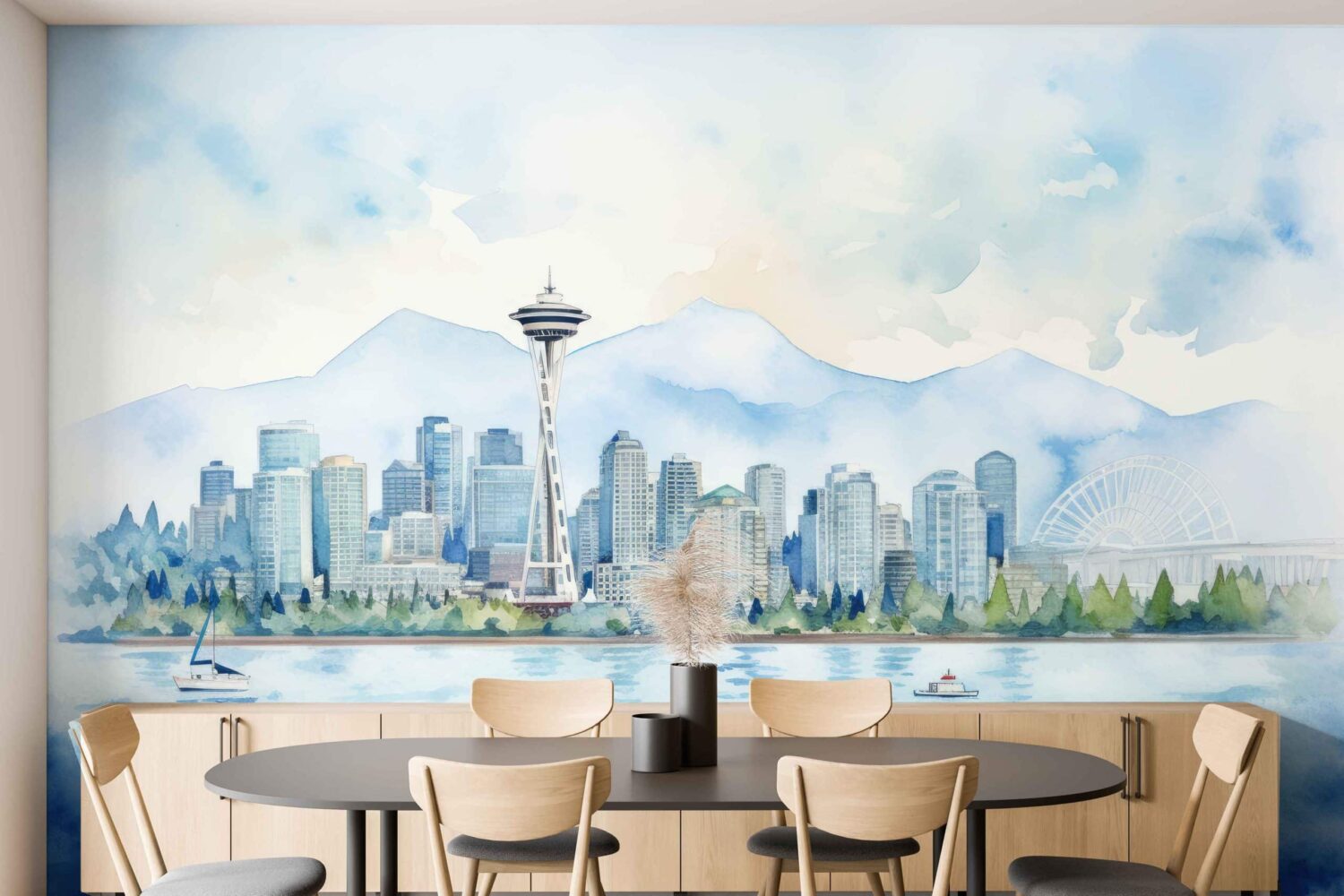 Mural Seattle Cityscape