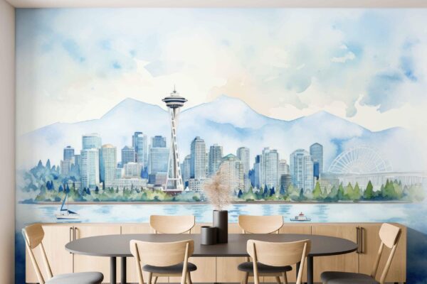 Mural Seattle Cityscape