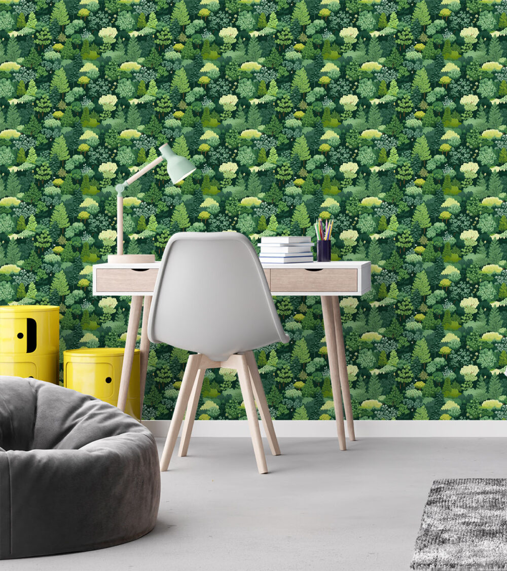 A hand drawn forest scene wallpaper available exclusively from Wallpaper Online Canada
